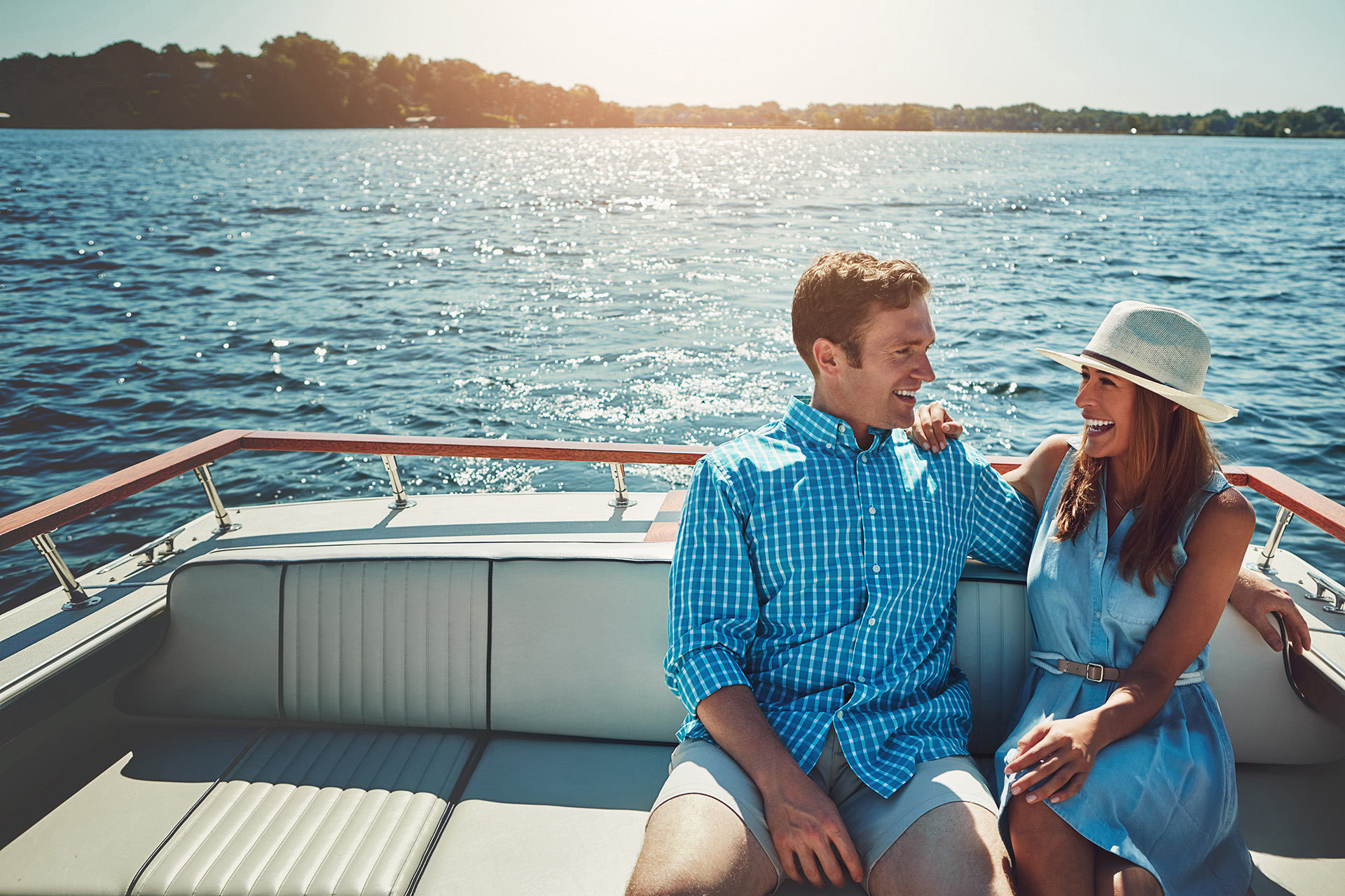 Couple on the boat enjoying the day